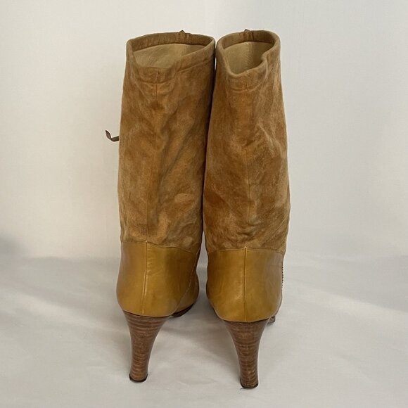Vintage 1980s Reed Evins sz 8 Made in Italy Leather Suede Calf High Heel Boots - Picture 3 of 13